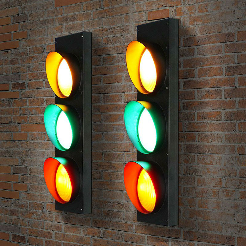 Ampelbrett Wandbeleuchtung dekoratives Metall Restaurant Wandleuchte Licht in Schwarz