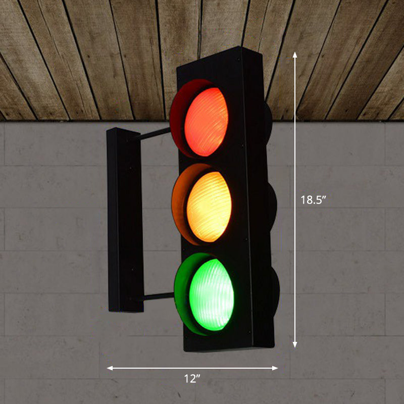 Ampelbrett Wandbeleuchtung dekoratives Metall Restaurant Wandleuchte Licht in Schwarz