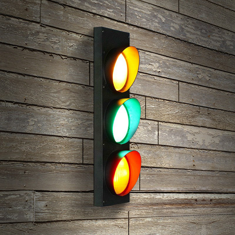 Ampelbrett Wandbeleuchtung dekoratives Metall Restaurant Wandleuchte Licht in Schwarz