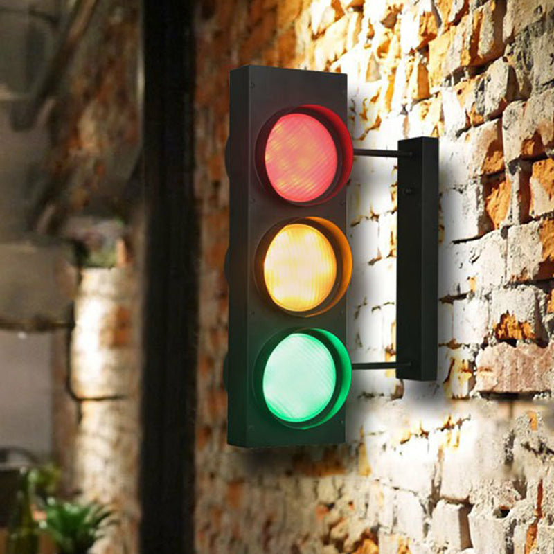 Ampelbrett Wandbeleuchtung dekoratives Metall Restaurant Wandleuchte Licht in Schwarz