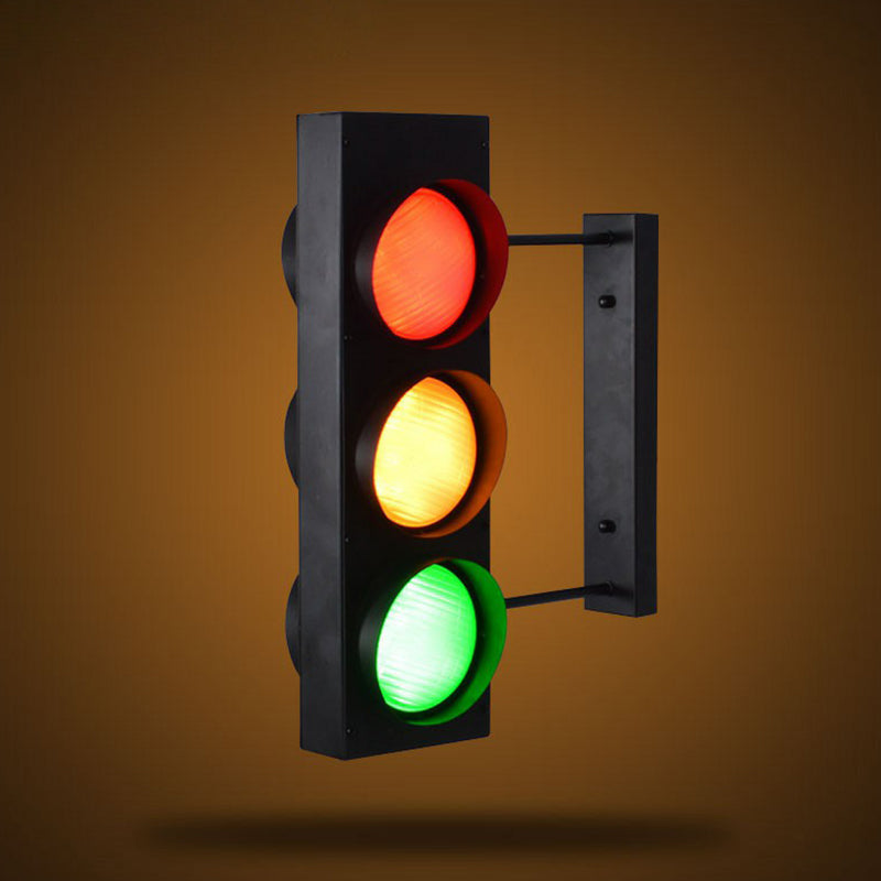Ampelbrett Wandbeleuchtung dekoratives Metall Restaurant Wandleuchte Licht in Schwarz