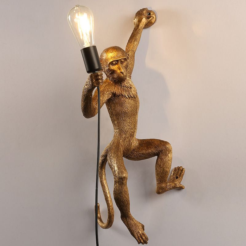 Art Deco Monkey Lámpara montada en la pared Resina 1 Cabez