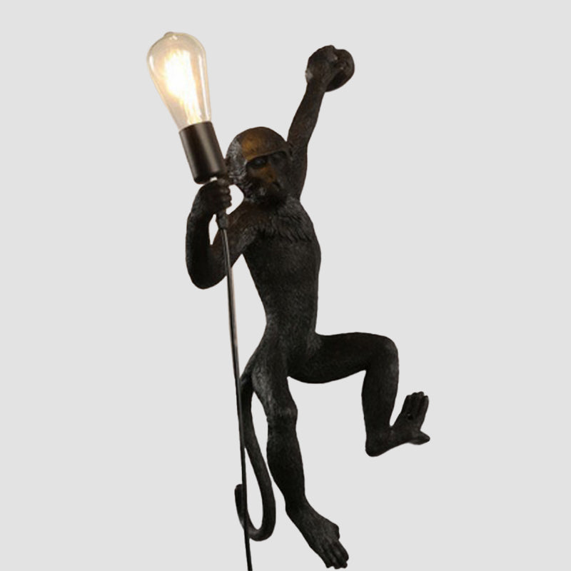 Art Deco Monkey Lámpara montada en la pared Resina 1 Cabez