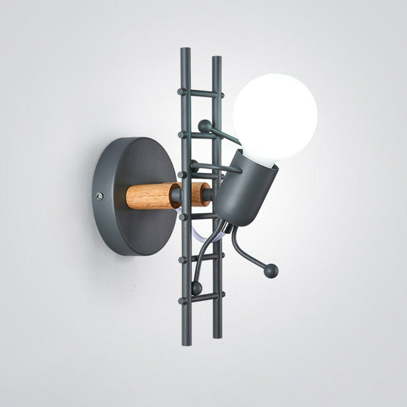 Ladder Stick Man Wall Lighting Decorative Metal 1-Head Bedside Wall Mounted Light
