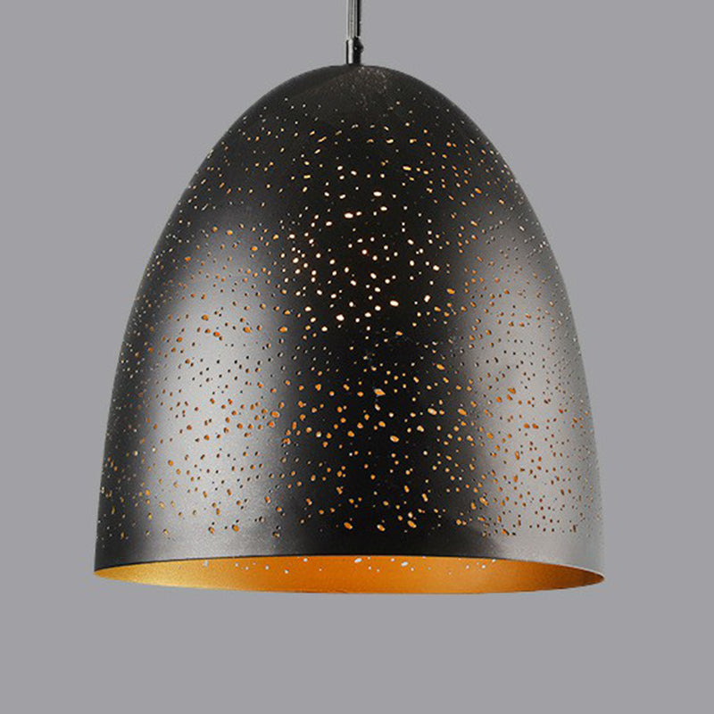 Circle Cutouts Restaurant Pendant Light Metal 1 Head Industrial Pendulum Light in Black