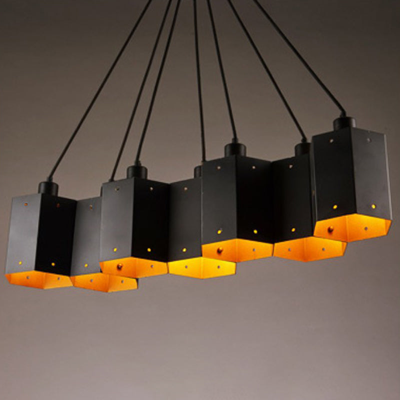 Honeycomb Bistro Multi-Light Pendant Industrial Metal Black Suspension Lighting Fixture
