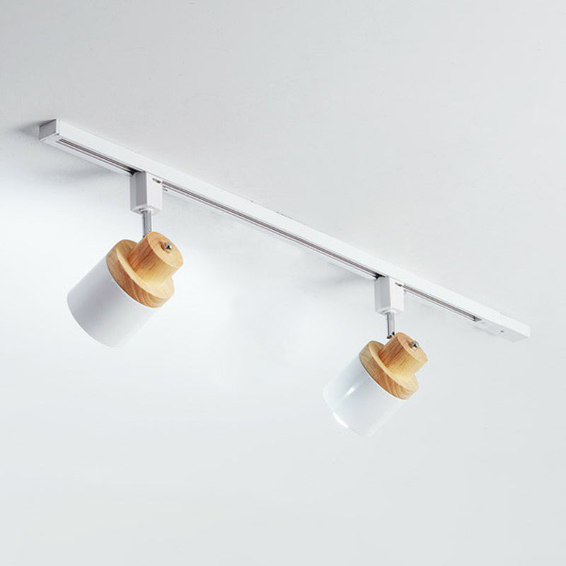 Projecteur encastré cylindrique nordique lampe de voie semi - encastrée pour chambre à coucher en métal, décoration en bois