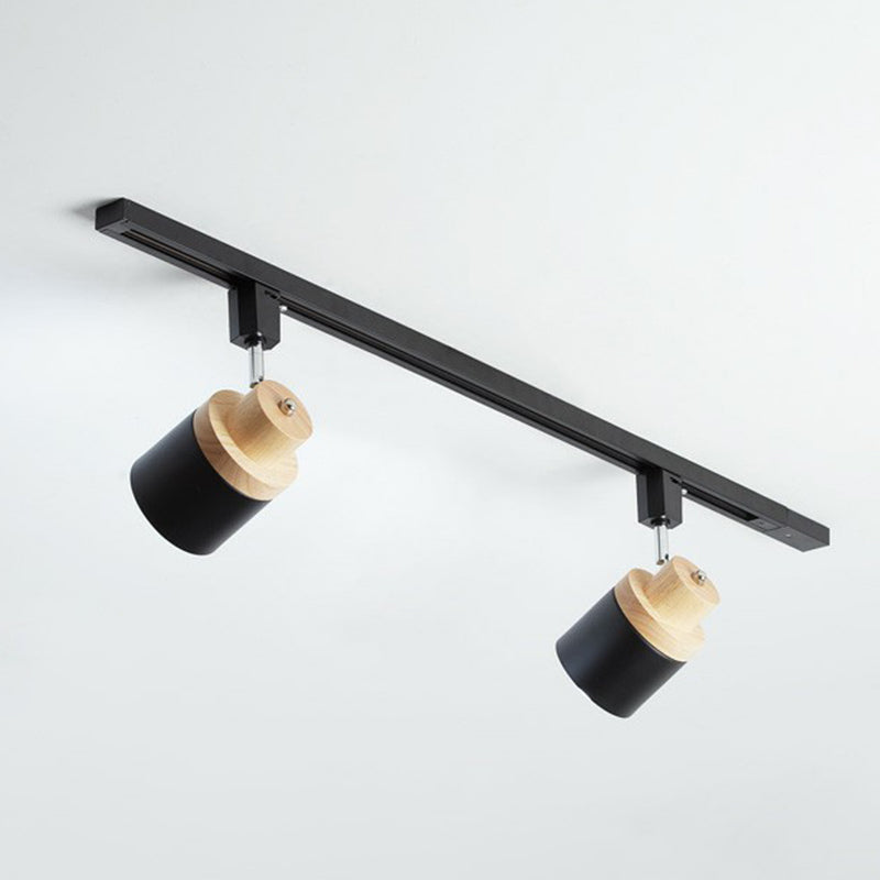 Projecteur encastré cylindrique nordique lampe de voie semi - encastrée pour chambre à coucher en métal, décoration en bois