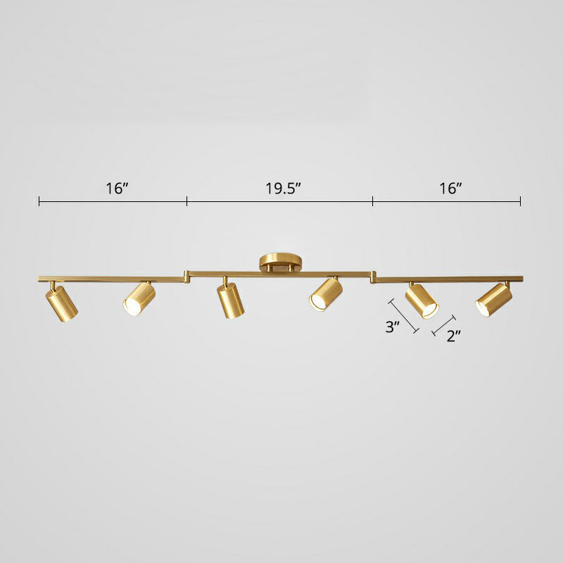 Metal Tube Spotlight Track Lamp Modern Semi Flush Mount Ceiling Light for Clothing Store