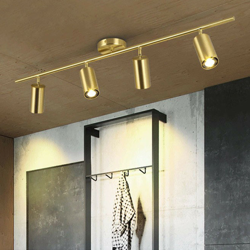 Projecteur LED cylindrique en métal, finition dorée Post-moderne, plafonnier Semi-encastré pour Salon
