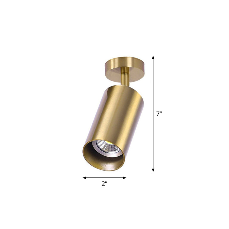 Projecteur LED cylindrique en métal, finition dorée Post-moderne, plafonnier Semi-encastré pour Salon