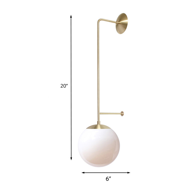 Lampe murale rétro Globe 1-Light transparent / verre blanc Shade Mury Light en laiton / noir pour le salon
