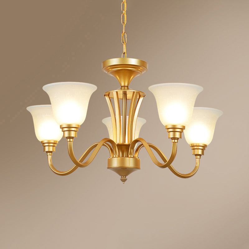 Chandelier suspendu en verre givré traditionnel en verre givré de plafond évasé pour le salon