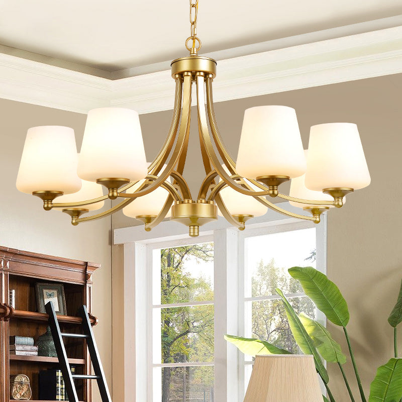 Kegel schaduw melkglas kroonluchter lamp traditionele eetkamer plafond hang licht