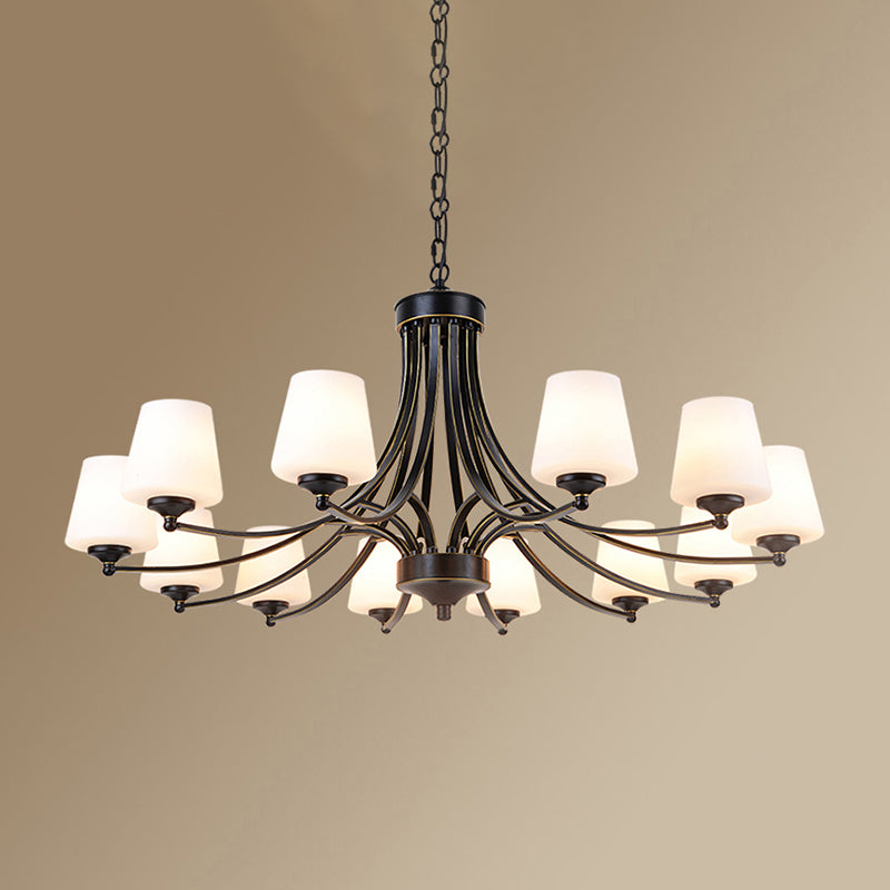 Kegel schaduw melkglas kroonluchter lamp traditionele eetkamer plafond hang licht