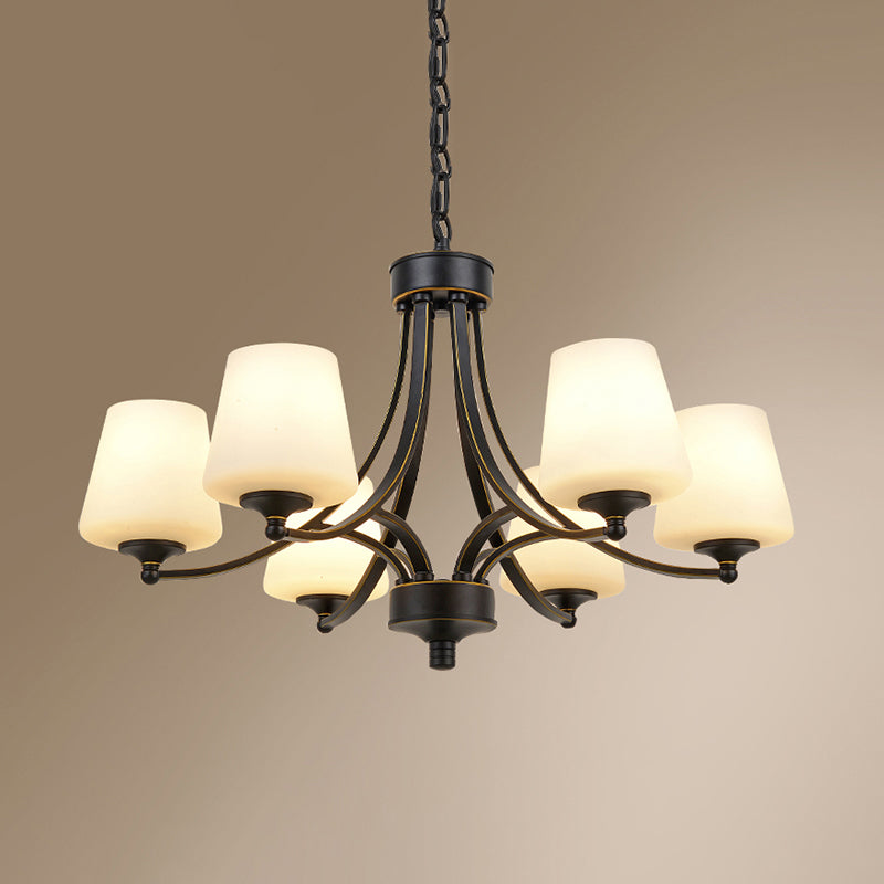 Kegel schaduw melkglas kroonluchter lamp traditionele eetkamer plafond hang licht