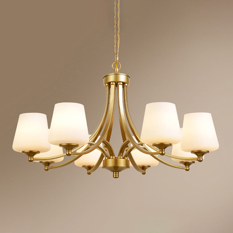 Kegel schaduw melkglas kroonluchter lamp traditionele eetkamer plafond hang licht