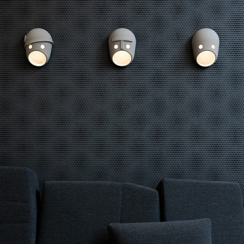 Dekorative lustige Gesichtsausdruck Wandleuchten Harz Schlafzimmer LED -Wand montiert hell in grau