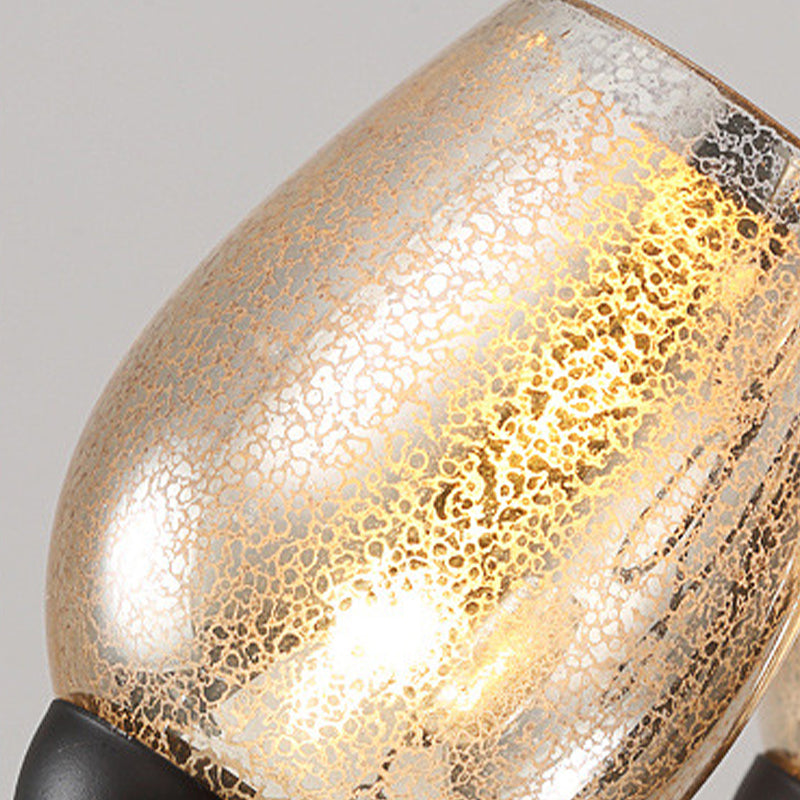 1/2-bulbone di vetro soffiato a mano Luce tradizionale ciotola nera tonalità sala da pranzo Luce di applique