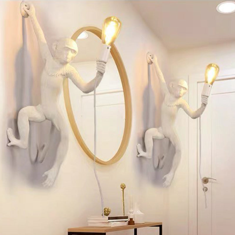 Monkey Monkey Monte Monte Montaggio della parete Art DECO DECO WHITE WALL SCONCE per foyer