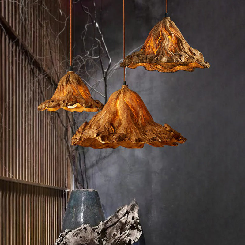 Lotus Leaf Shaped Resin Hanging Light Artistic Single-Bulb Pendant Lighting fro Restaurant