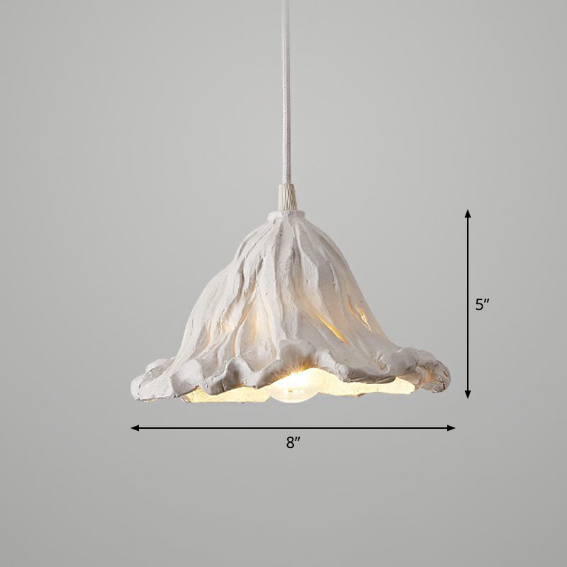 Lotus Leaf Shaped Resin Hanging Light Artistic Single-Bulb Pendant Lighting fro Restaurant