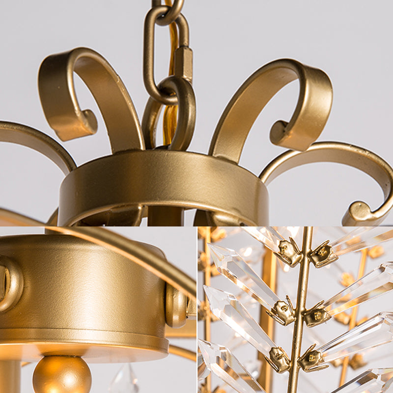 3 Lichter sechseckiger Anhänger Beleuchtung rustikaler antiquierter Goldkristallkronleuchter für Wohnzimmer
