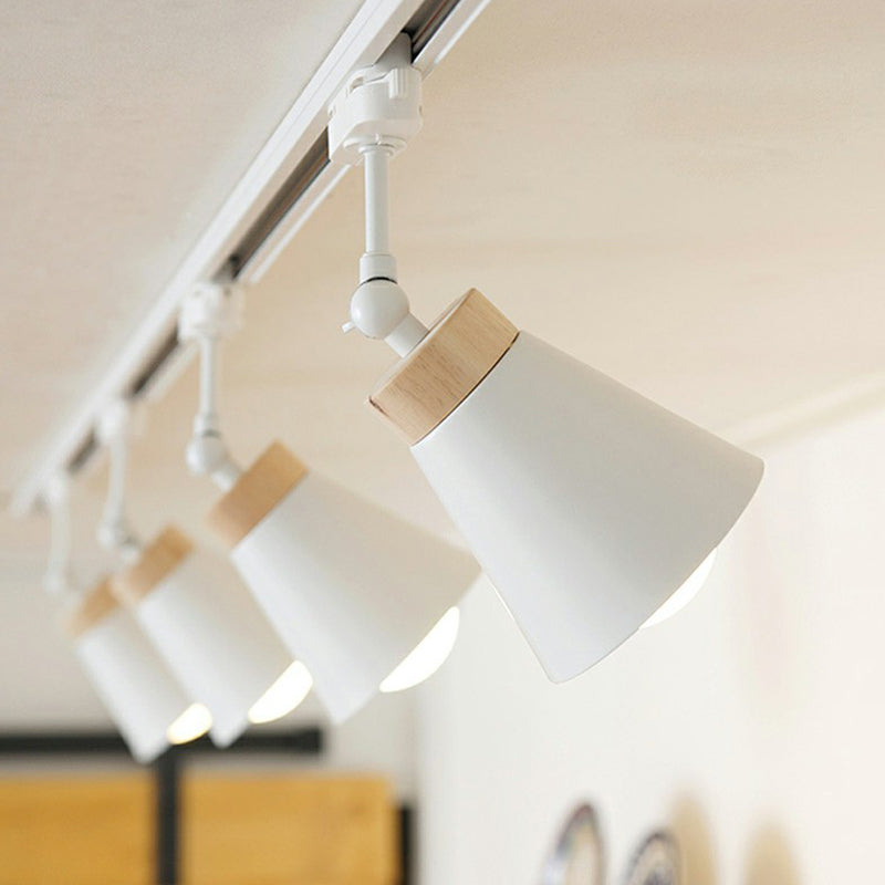 Living Room Semi Flush Mount Lamp Nordic Style Spotlight Track Light with Cone Metal Shade