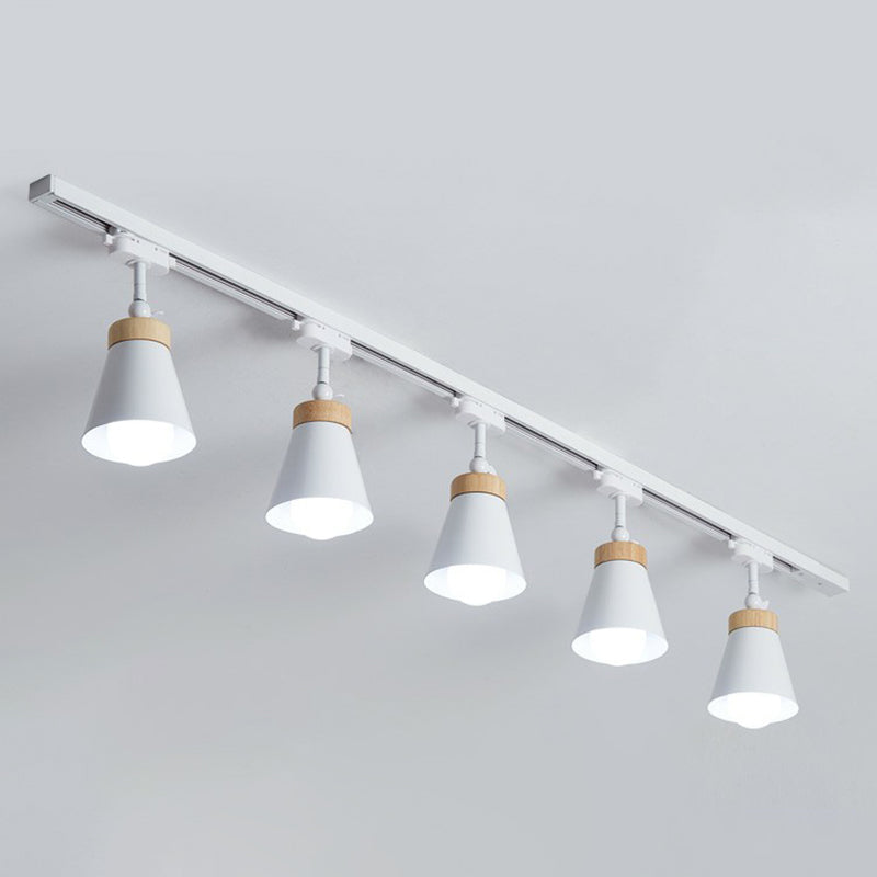 Living Room Semi Flush Mount Lamp Nordic Style Spotlight Track Light with Cone Metal Shade
