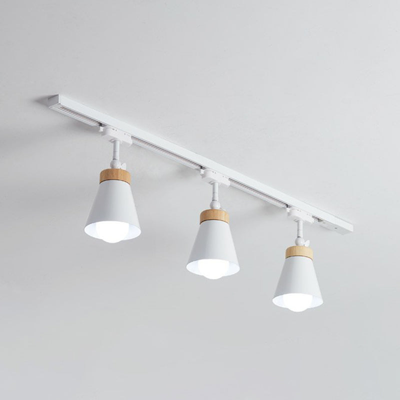 Living Room Semi Flush Mount Lamp Nordic Style Spotlight Track Light with Cone Metal Shade