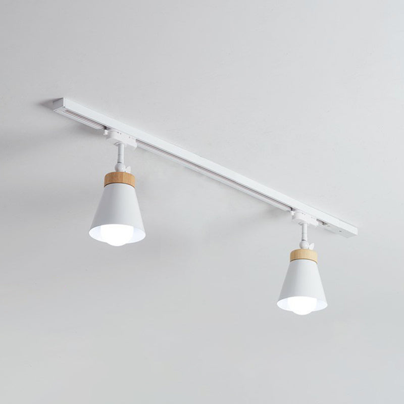 Living Room Semi Flush Mount Lamp Nordic Style Spotlight Track Light with Cone Metal Shade