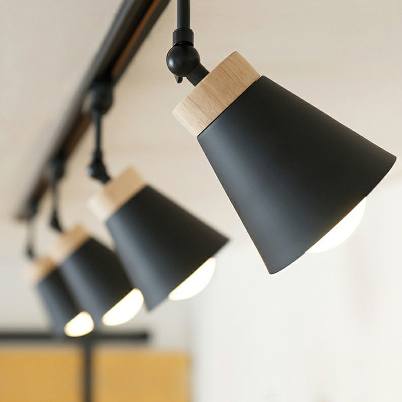 Lampe semi-encastrée pour salon, projecteur de Style nordique, éclairage sur rail avec abat-jour conique en métal