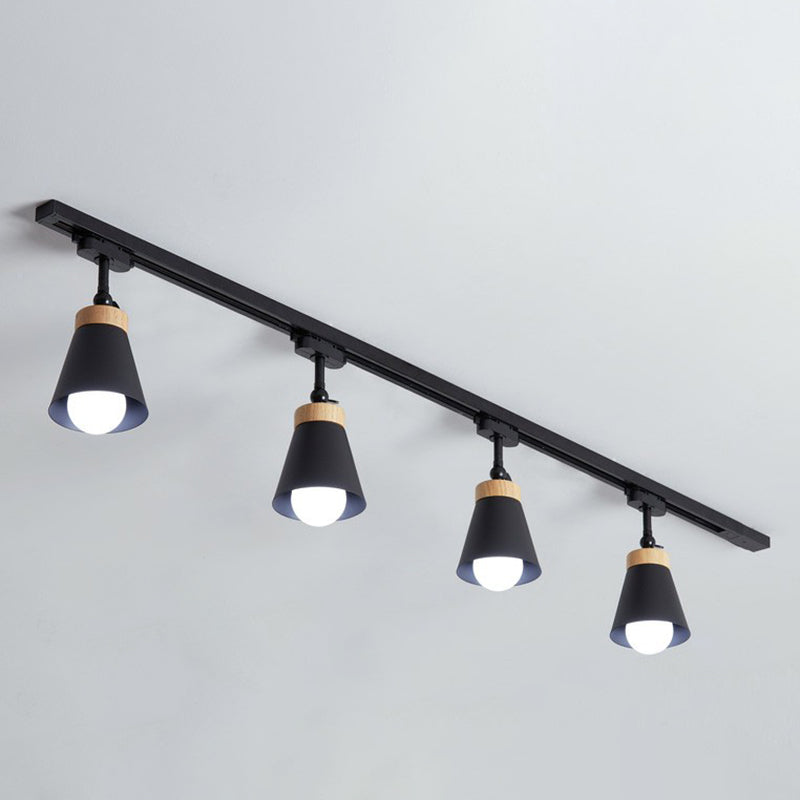 Living Room Semi Flush Mount Lamp Nordic Style Spotlight Track Light with Cone Metal Shade