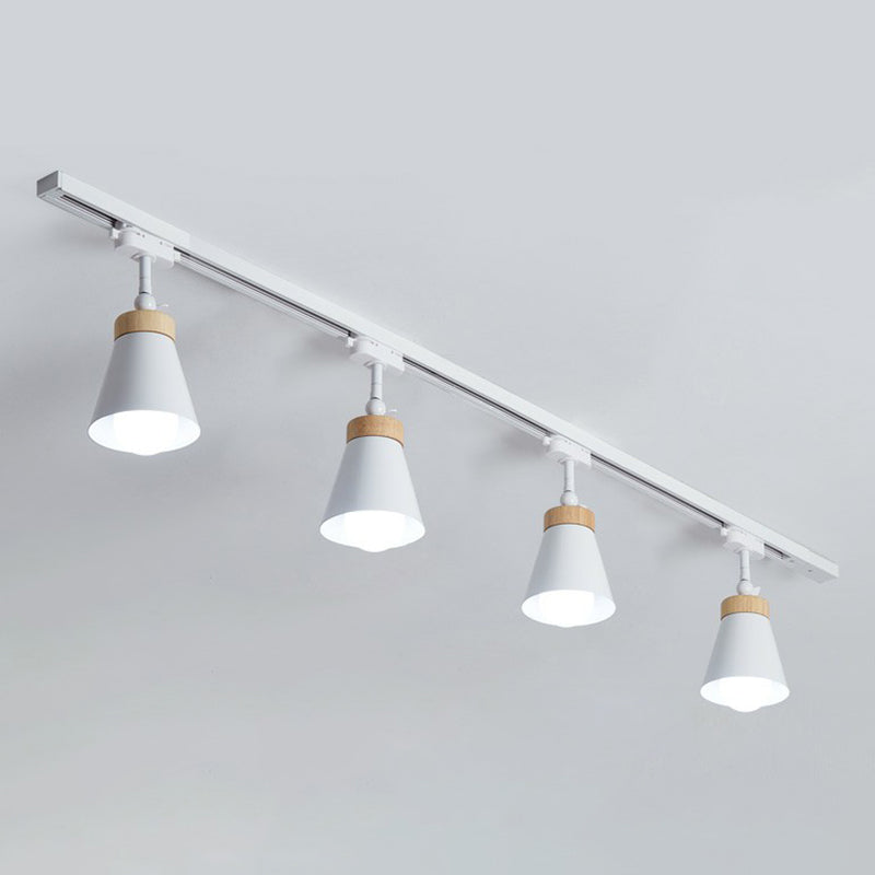 Living Room Semi Flush Mount Lamp Nordic Style Spotlight Track Light with Cone Metal Shade