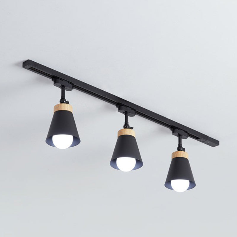 Living Room Semi Flush Mount Lamp Nordic Style Spotlight Track Light with Cone Metal Shade