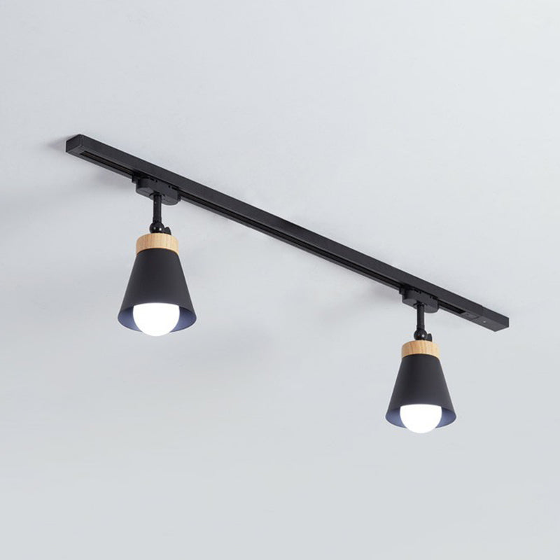 Living Room Semi Flush Mount Lamp Nordic Style Spotlight Track Light with Cone Metal Shade