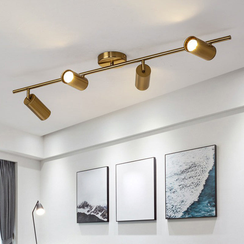 Postmoderne LED-inbouwspot Vergulde buis Semi-inbouwlamp met metalen kap