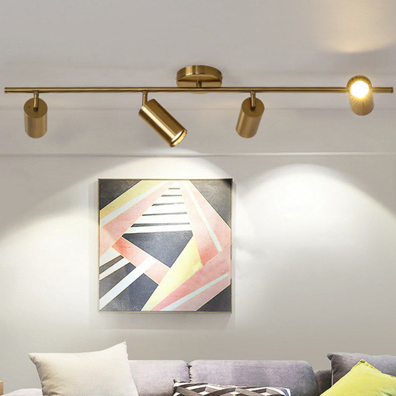 Foco LED posmoderno de montaje empotrado, tubo chapado en oro, luz semiempotrada con pantalla de metal