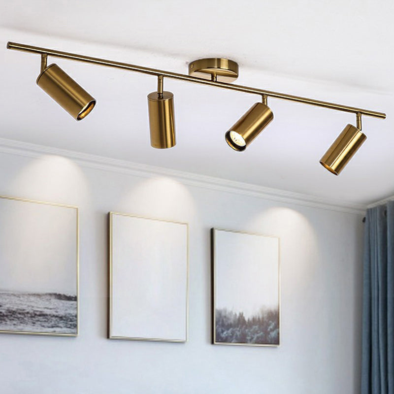 Postmoderne LED-inbouwspot Vergulde buis Semi-inbouwlamp met metalen kap