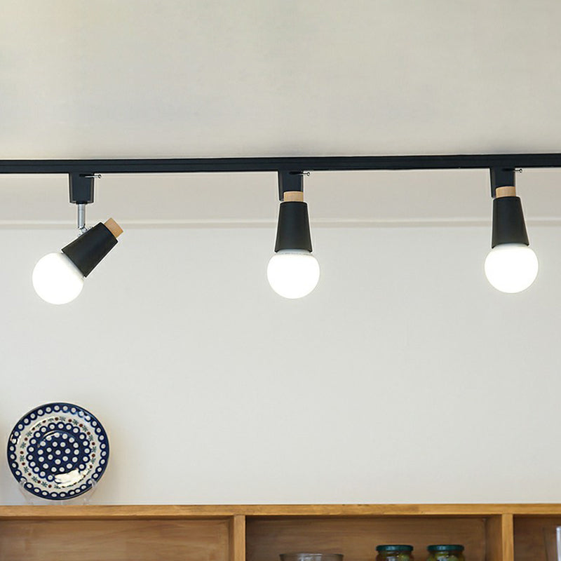 Nordic Conical Semi Flush Mounted Track Light Metal Living Room Ceiling Light Fixture