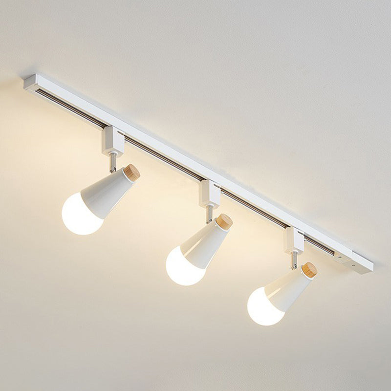 Nordic Conical Semi Flush Mounted Track Light Metal Living Room Ceiling Light Fixture