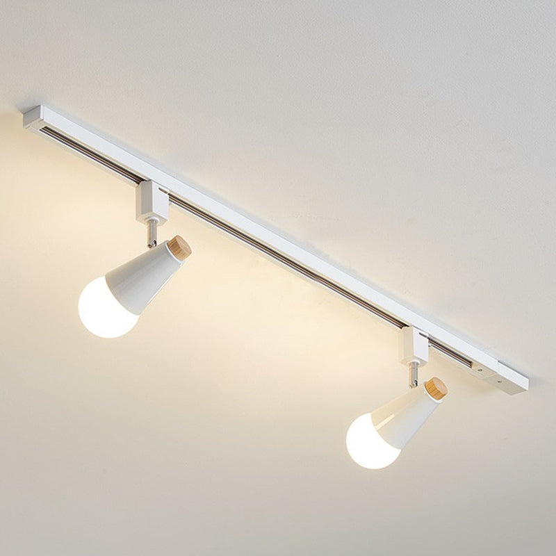 Nordic Conical Semi Flush Mounted Track Light Metal Living Room Ceiling Light Fixture