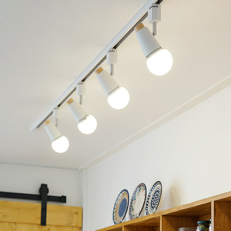 Nordic Conical Semi Flush Mounted Track Light Metal Living Room Ceiling Light Fixture