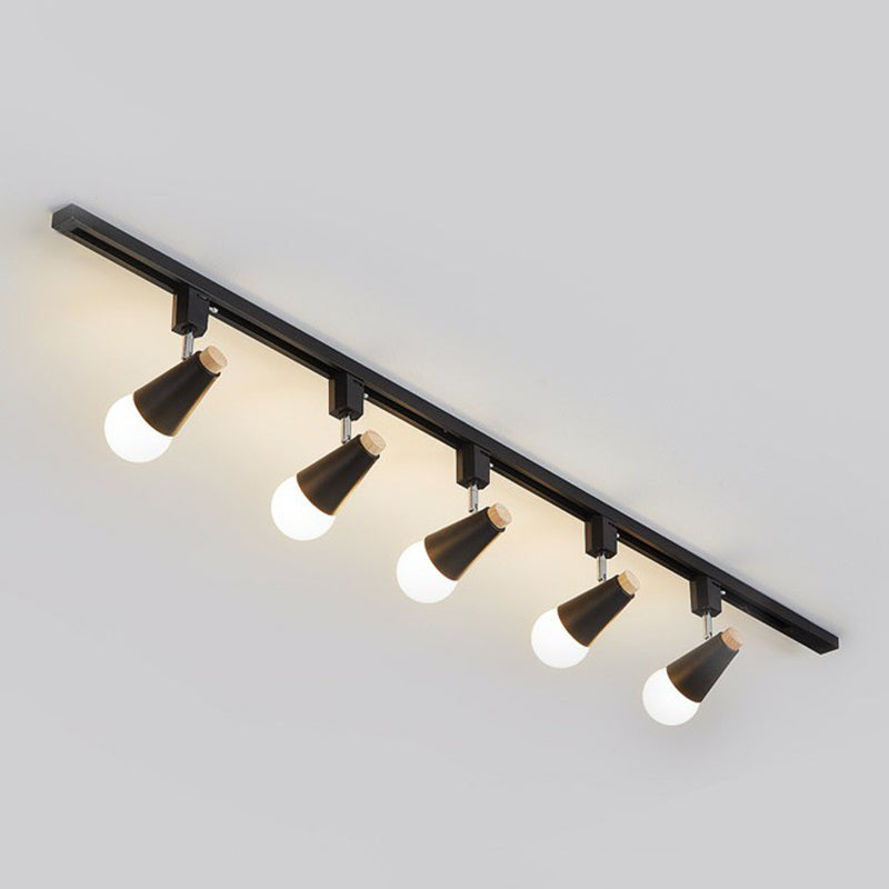 Nordic Conical Semi Flush Mounted Track Light Metal Living Room Ceiling Light Fixture