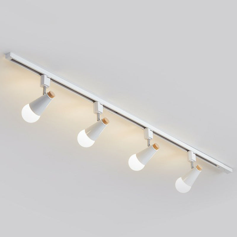 Nordic Conical Semi Flush Mounted Track Light Metal Living Room Ceiling Light Fixture
