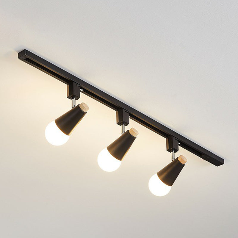 Nordic Conical Semi Flush Mounted Track Light Metal Living Room Ceiling Light Fixture