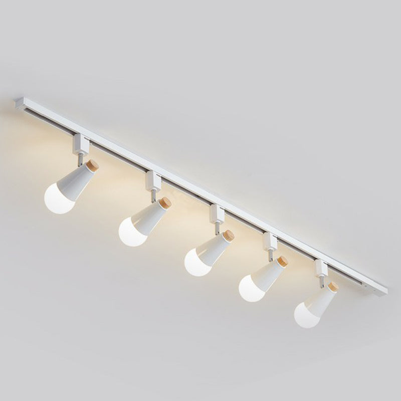 Nordic Conical Semi Flush Mounted Track Light Metal Living Room Ceiling Light Fixture