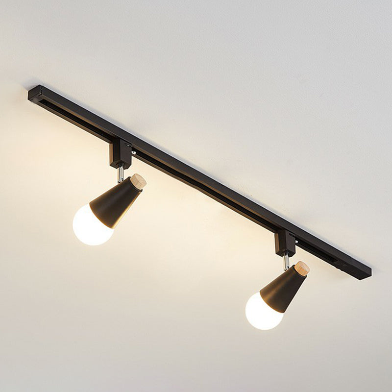 Nordic Conical Semi Flush Mounted Track Light Metal Living Room Ceiling Light Fixture
