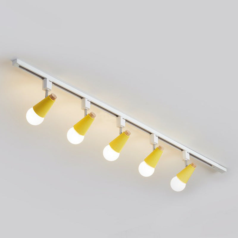 Nordic Conical Semi Flush Mounted Track Light Metal Living Room Ceiling Light Fixture