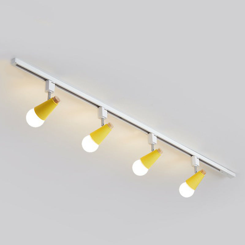 Nordic Conical Semi Flush Mounted Track Light Metal Living Room Ceiling Light Fixture